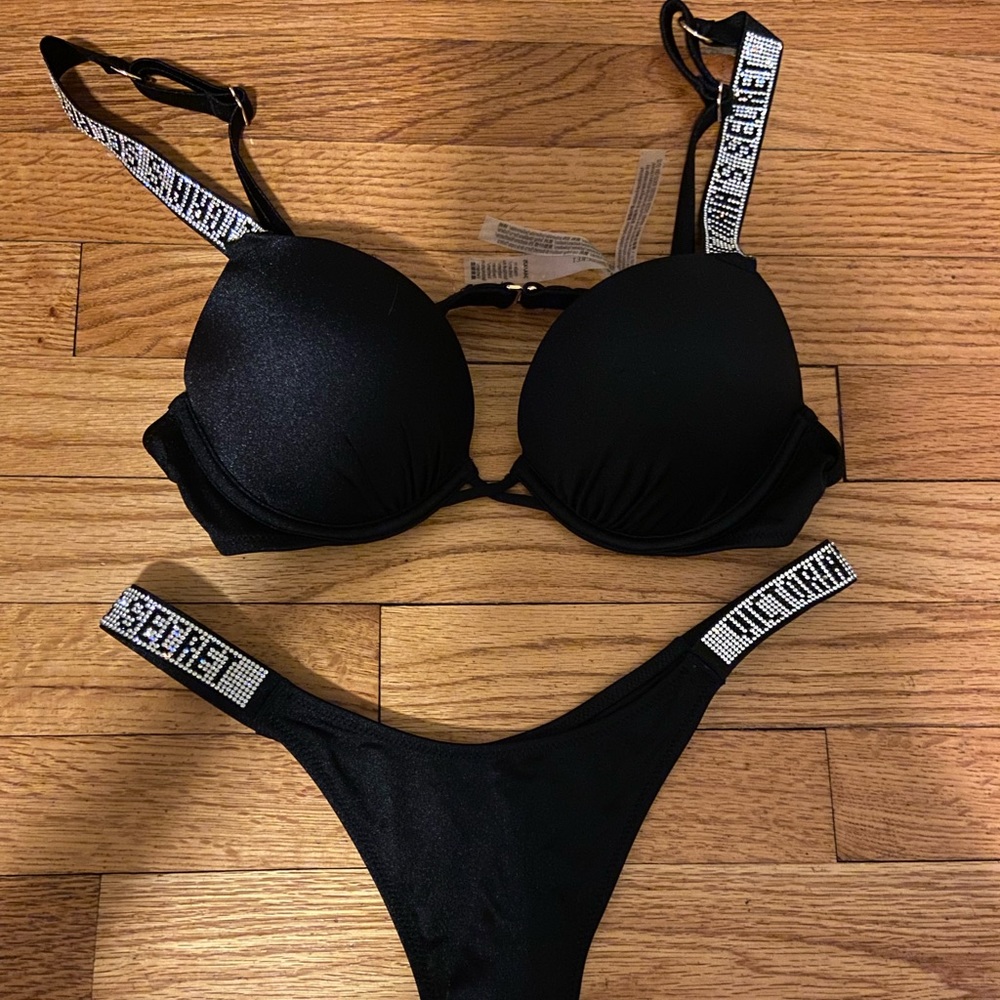 VS Bombshell Shine Strap Bathing Suit Set